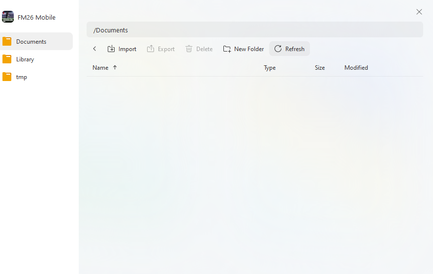 The empty Documents folder